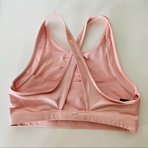 NEW VS VICTORIAS SECRET PINK Sparkle Strappy Open Slit Bralette Sports Bra M - Picture 3 of 9